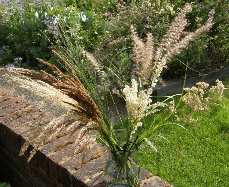 A posy of June flowering ornamental grasses